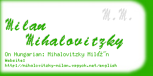 milan mihalovitzky business card